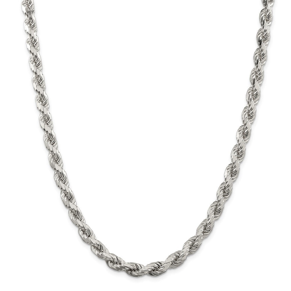 Alternate view of the Men&#39;s 7mm Sterling Silver Diamond Cut Solid Rope Chain Bracelet by The Black Bow Jewelry Co.