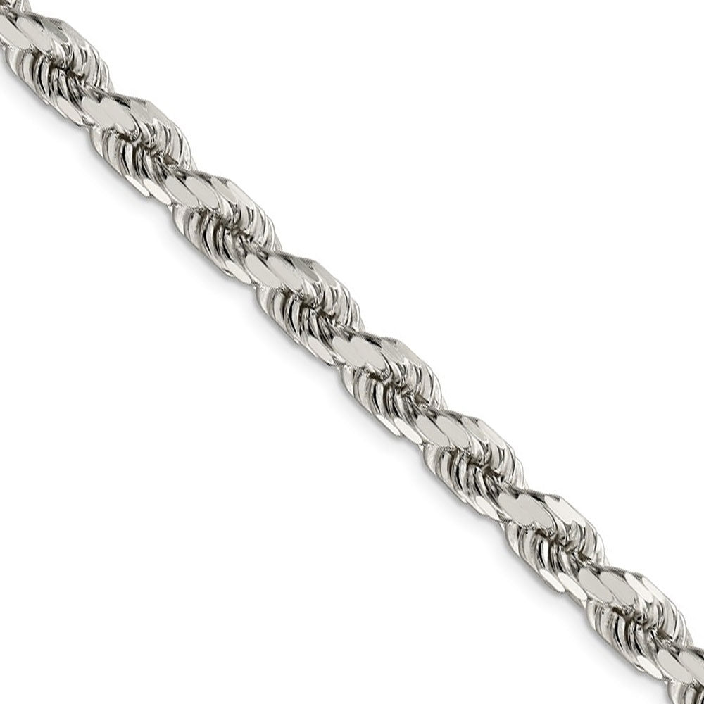 Men&#39;s 7mm Sterling Silver D/C 8 Sided Solid Rope Chain Necklace
