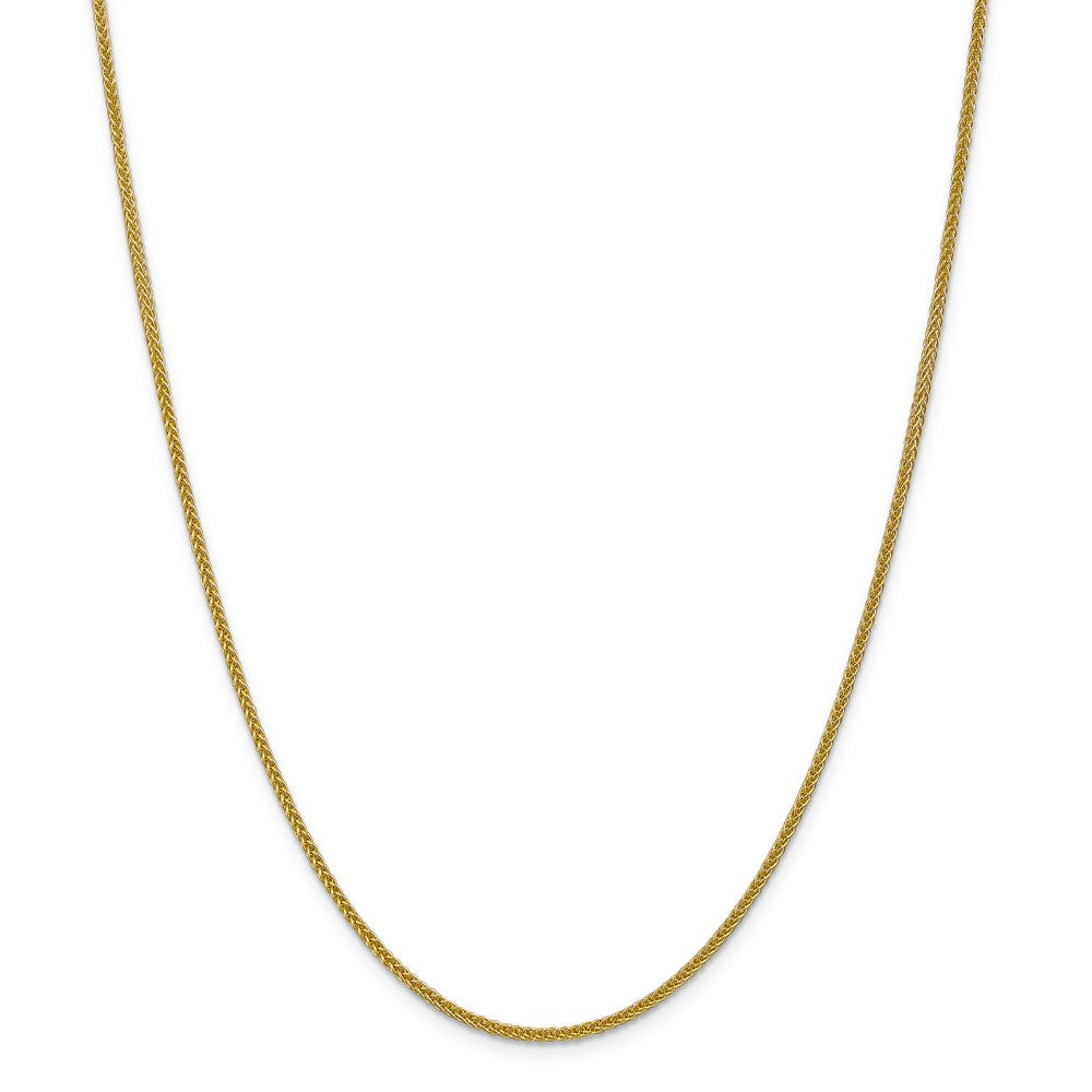 Alternate view of the 2mm 14k Yellow Gold Hollow Wheat Chain Necklace by The Black Bow Jewelry Co.