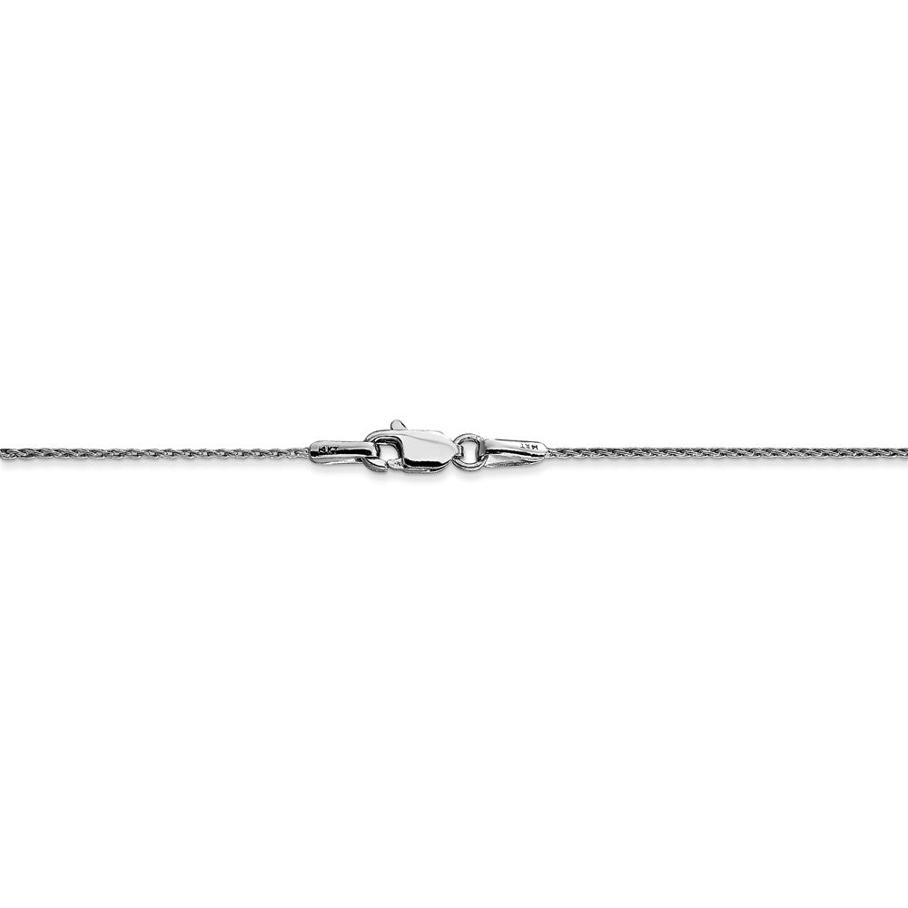 Alternate view of the 0.8mm 14k White Gold Solid Round Parisian Wheat Chain Necklace by The Black Bow Jewelry Co.