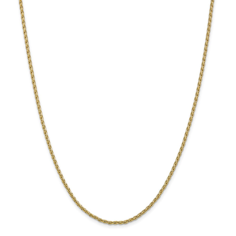 Alternate view of the 2.2mm 14k Yellow Gold Parisian Wheat Chain Necklace by The Black Bow Jewelry Co.