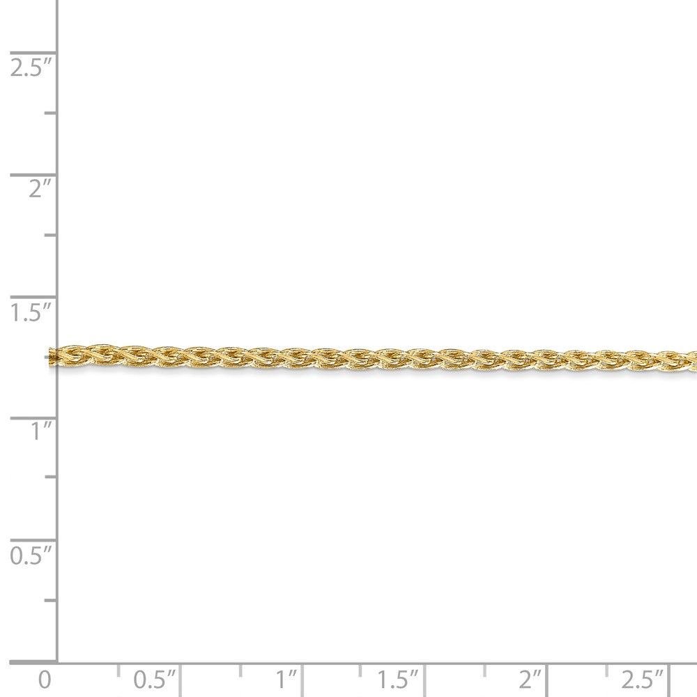 Alternate view of the 2.2mm 14k Yellow Gold Parisian Wheat Chain Necklace by The Black Bow Jewelry Co.