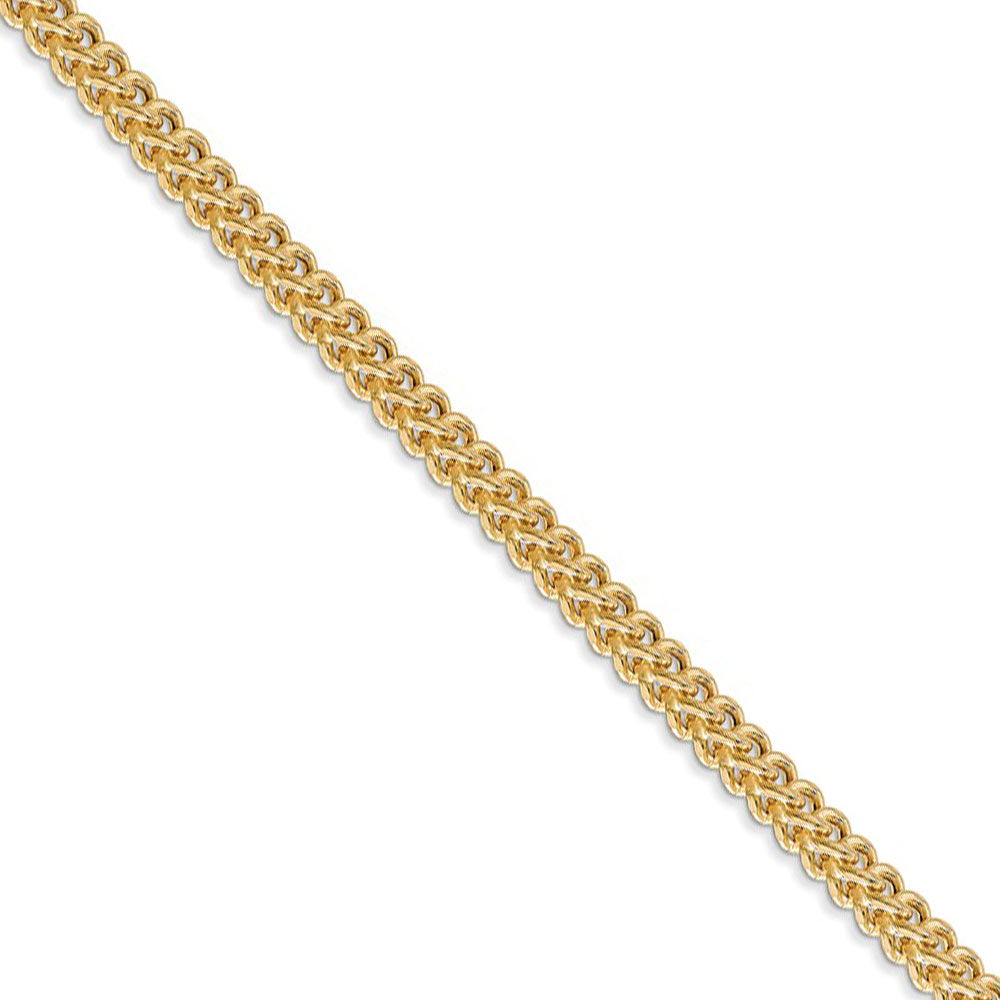 3mm 14k Yellow Gold Hollow Franco Chain Necklace