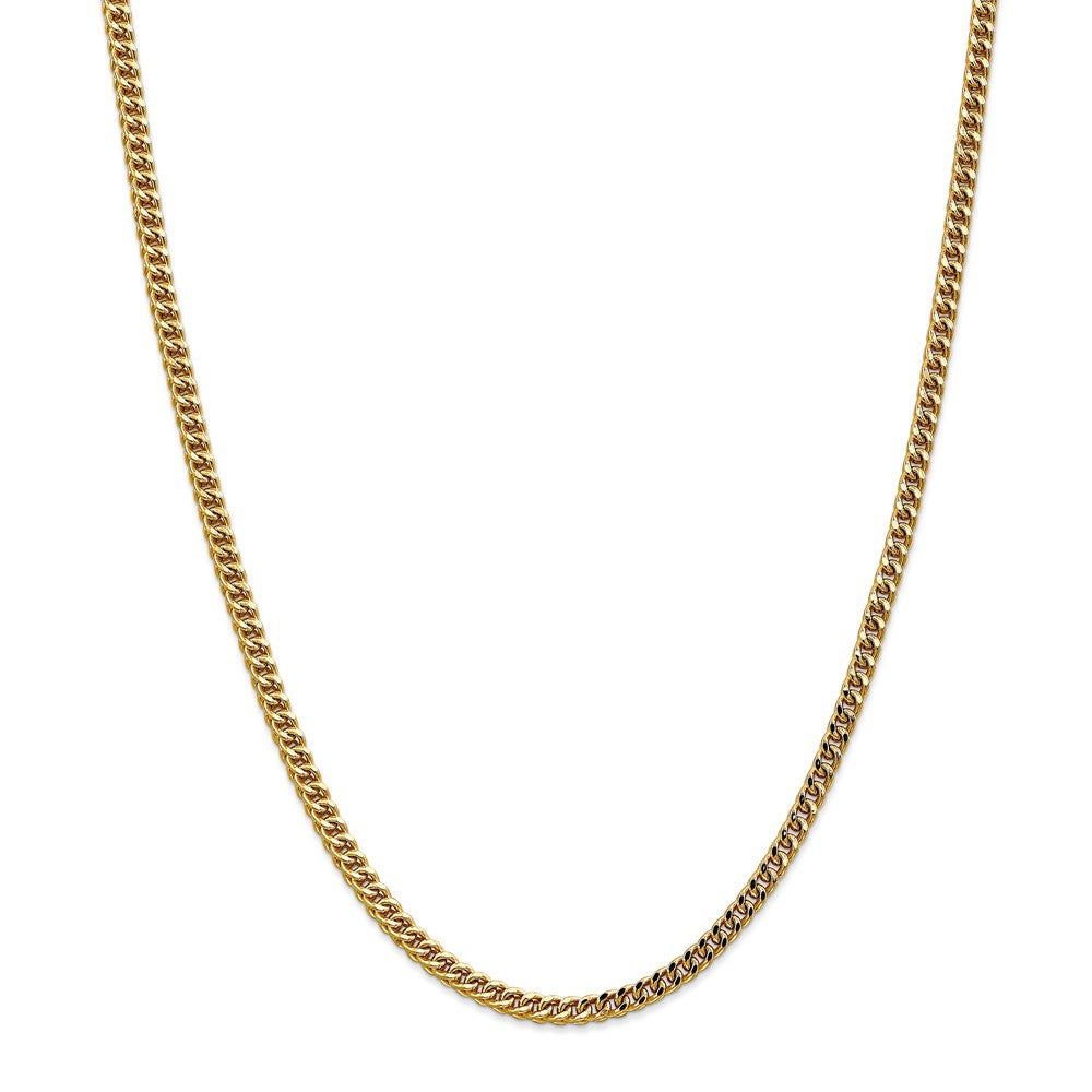 Alternate view of the 3.7mm 14k Yellow Gold Hollow Franco Chain Necklace by The Black Bow Jewelry Co.