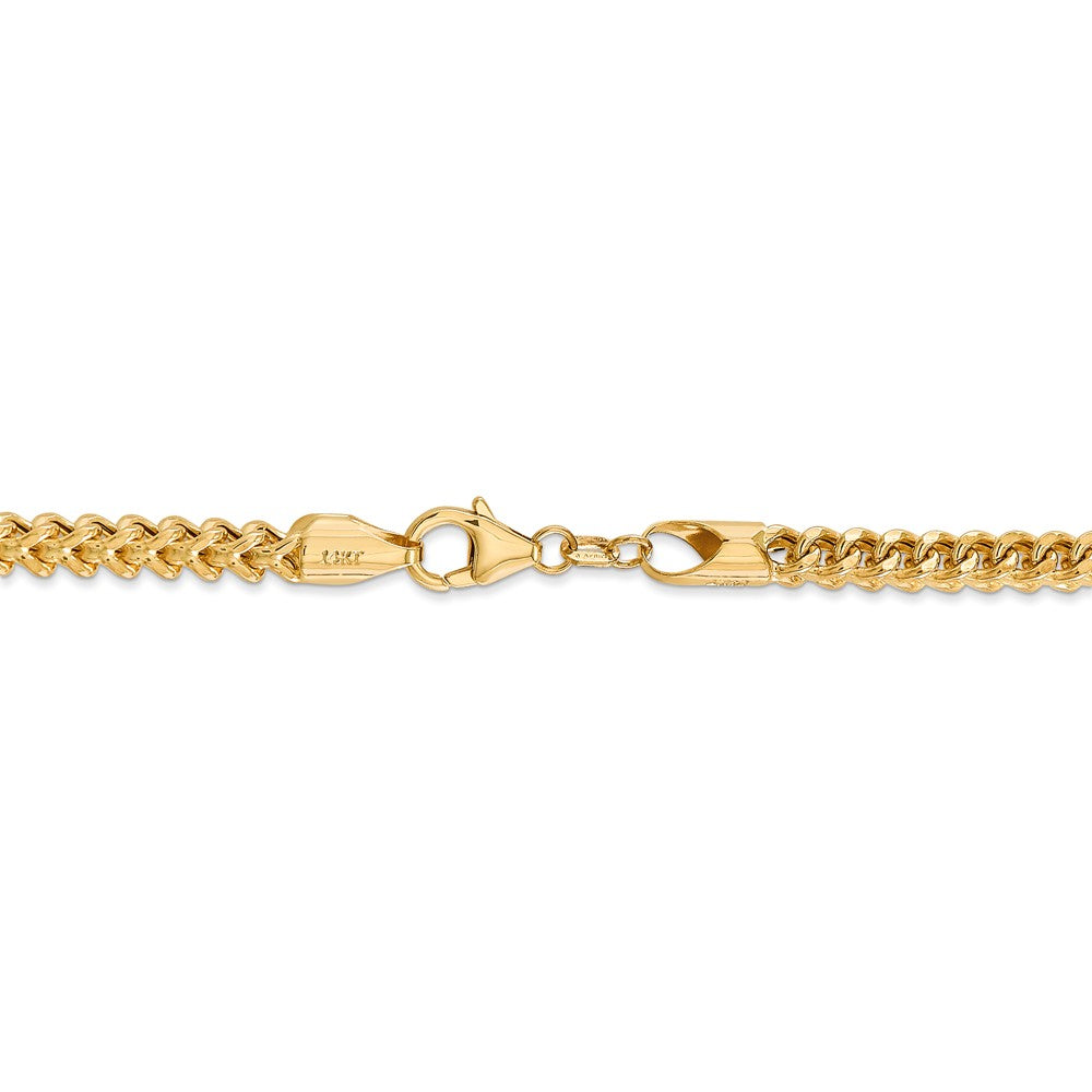 Alternate view of the 3.7mm 14k Yellow Gold Hollow Franco Chain Necklace by The Black Bow Jewelry Co.