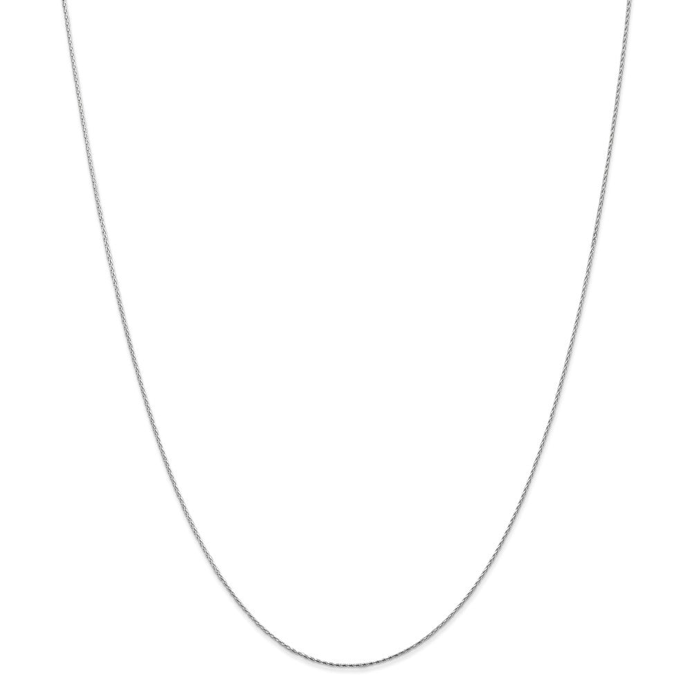 Alternate view of the 0.85mm 14k White Gold Diamond Cut Round Wheat Chain Necklace by The Black Bow Jewelry Co.