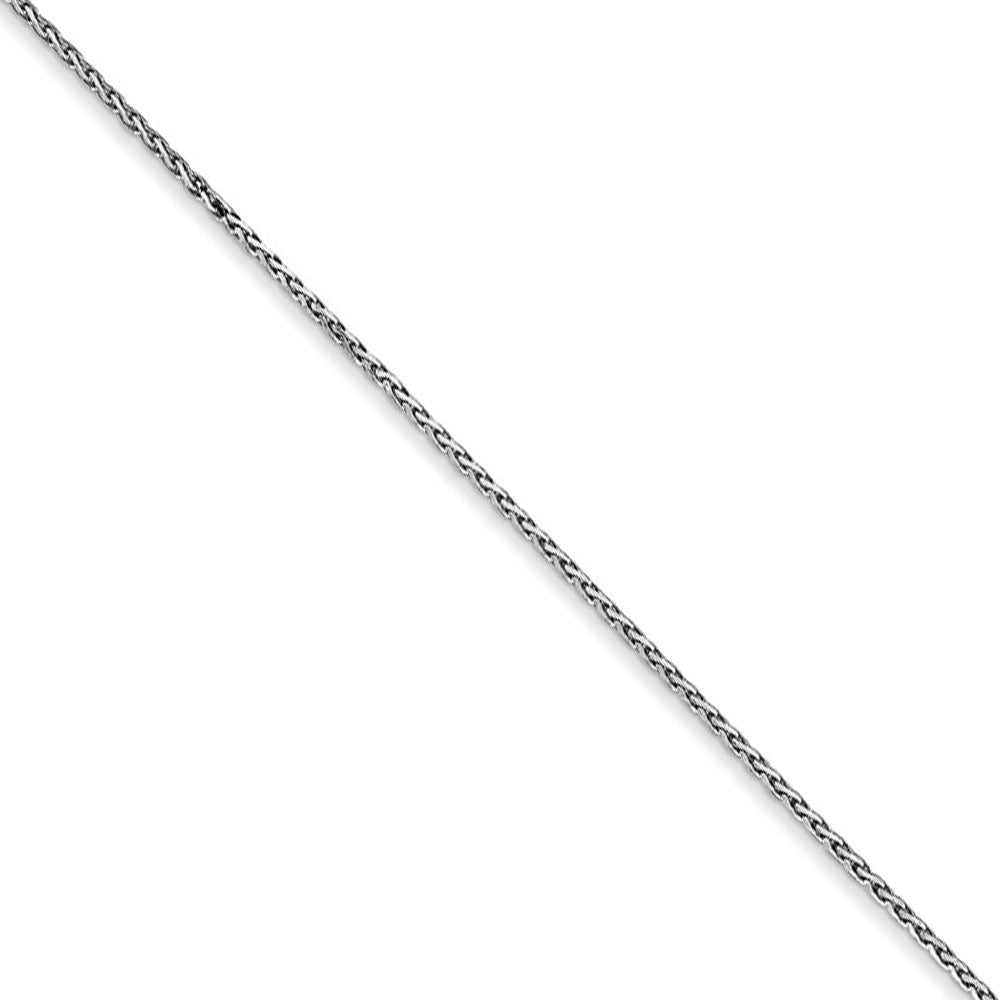 0.85mm 14k White Gold Diamond Cut Round Wheat Chain Necklace