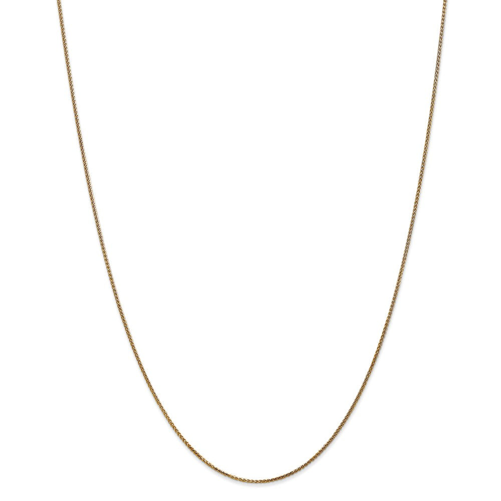 Alternate view of the 1mm 14k Yellow Gold Diamond Cut Solid Spiga Chain Necklace by The Black Bow Jewelry Co.