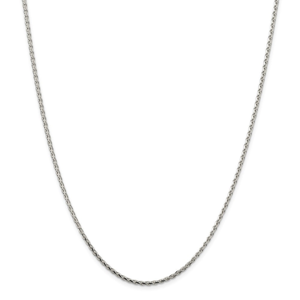 Alternate view of the 2.1mm Sterling Silver Diamond Cut Solid Round Spiga Chain Necklace by The Black Bow Jewelry Co.