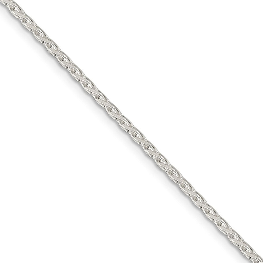 2.1mm Sterling Silver Diamond Cut Solid Round Spiga Chain Necklace