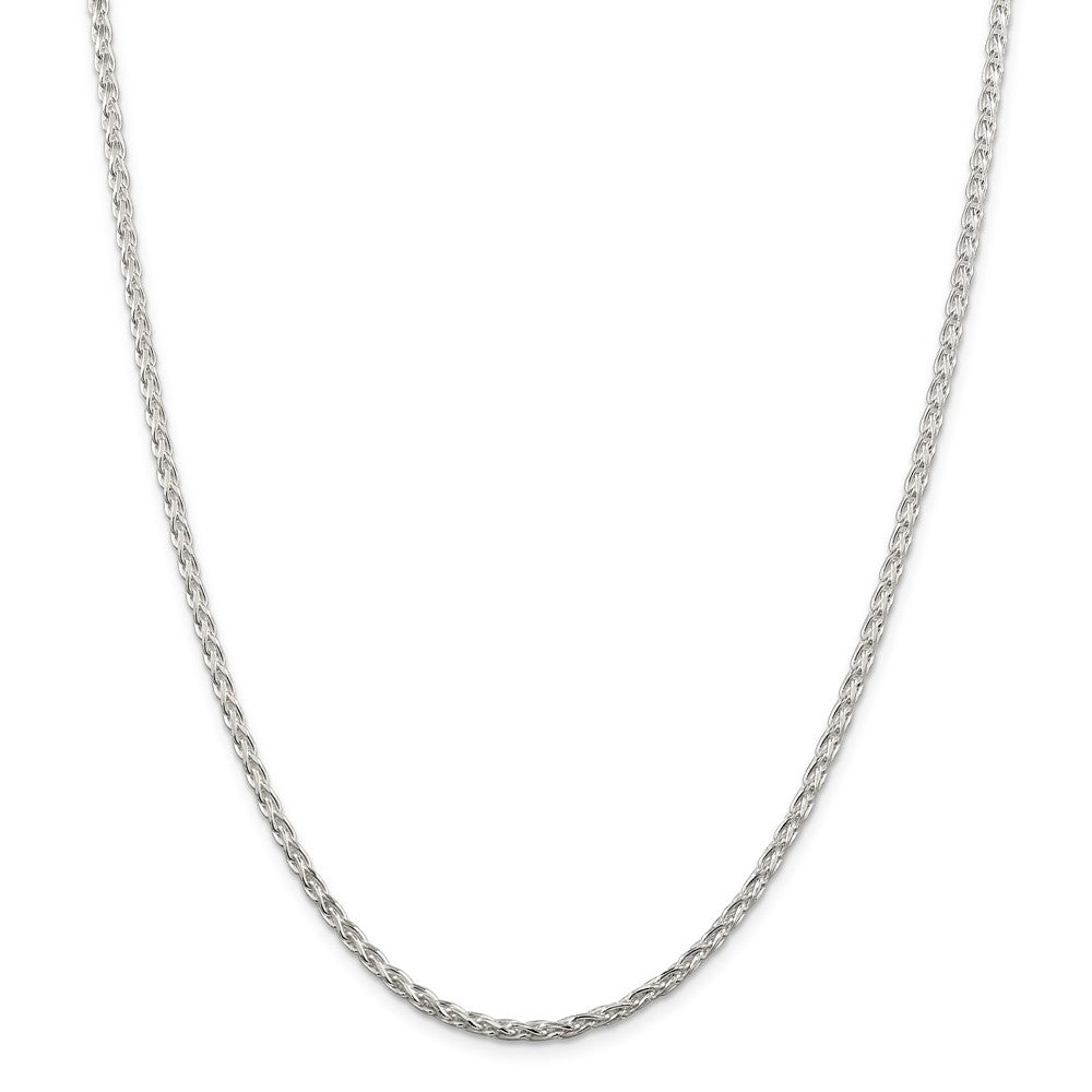 Alternate view of the 2.75mm Sterling Silver Diamond Cut Solid Round Spiga Chain Necklace by The Black Bow Jewelry Co.