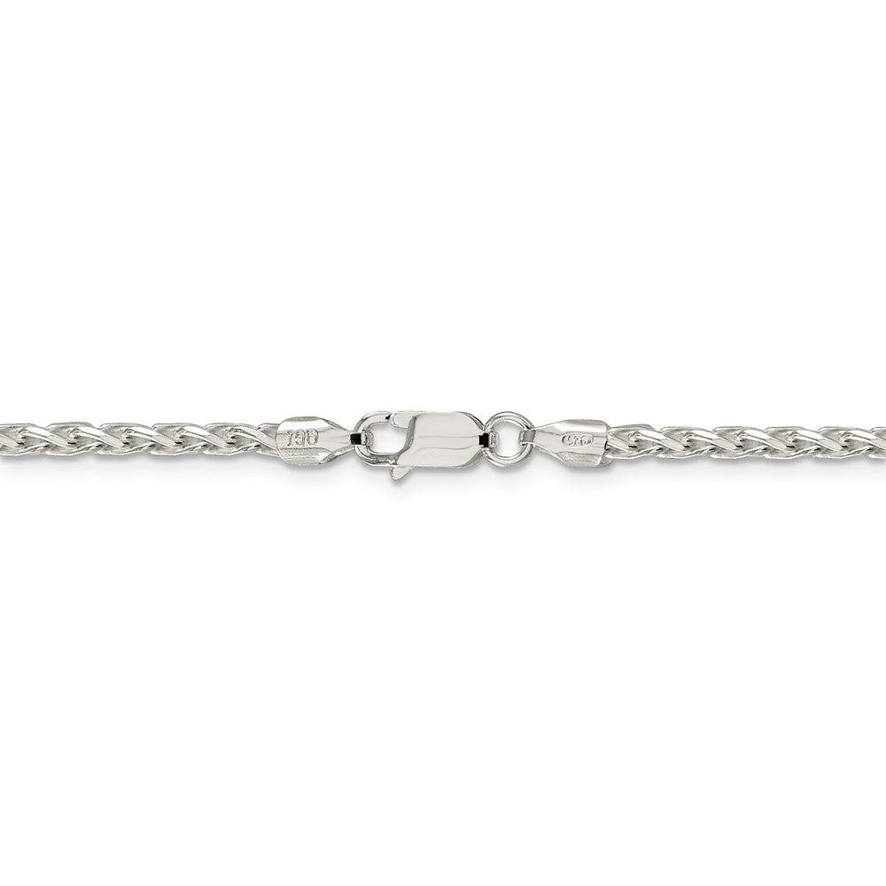 Alternate view of the 2.75mm Sterling Silver Diamond Cut Solid Round Spiga Chain Necklace by The Black Bow Jewelry Co.