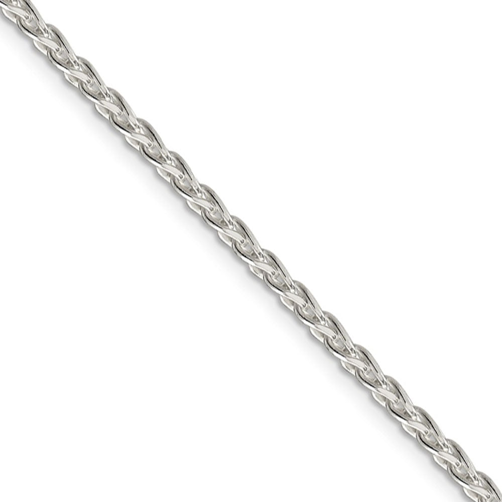 2.75mm Sterling Silver Diamond Cut Solid Round Spiga Chain Necklace