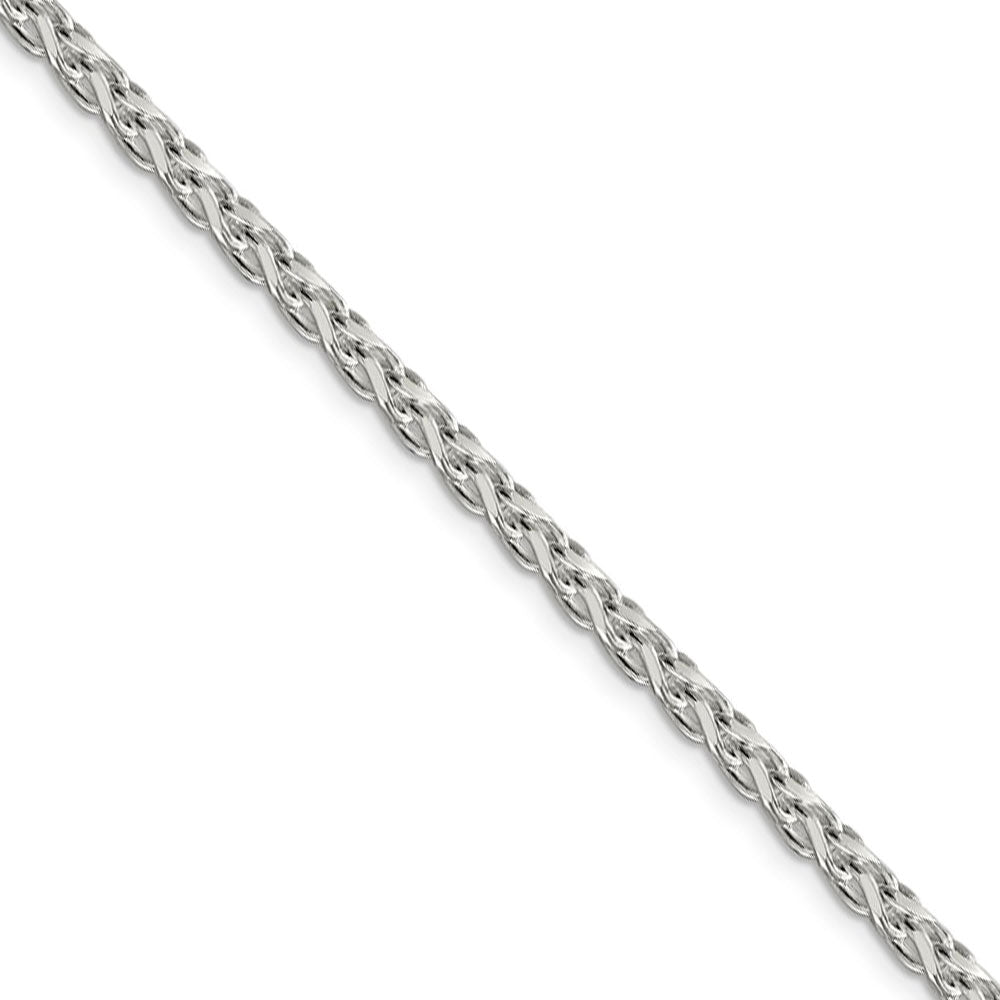 3.5mm Sterling Silver Diamond Cut Solid Round Spiga Chain Necklace