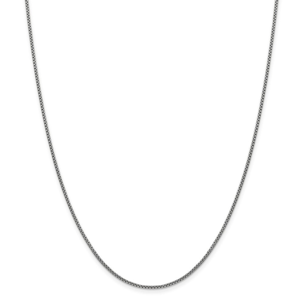 Alternate view of the 1.5mm 14k White Gold Hollow Round Box Chain Necklace by The Black Bow Jewelry Co.