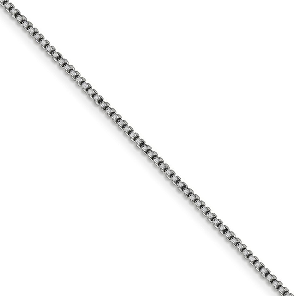 1.5mm 14k White Gold Hollow Round Box Chain Necklace