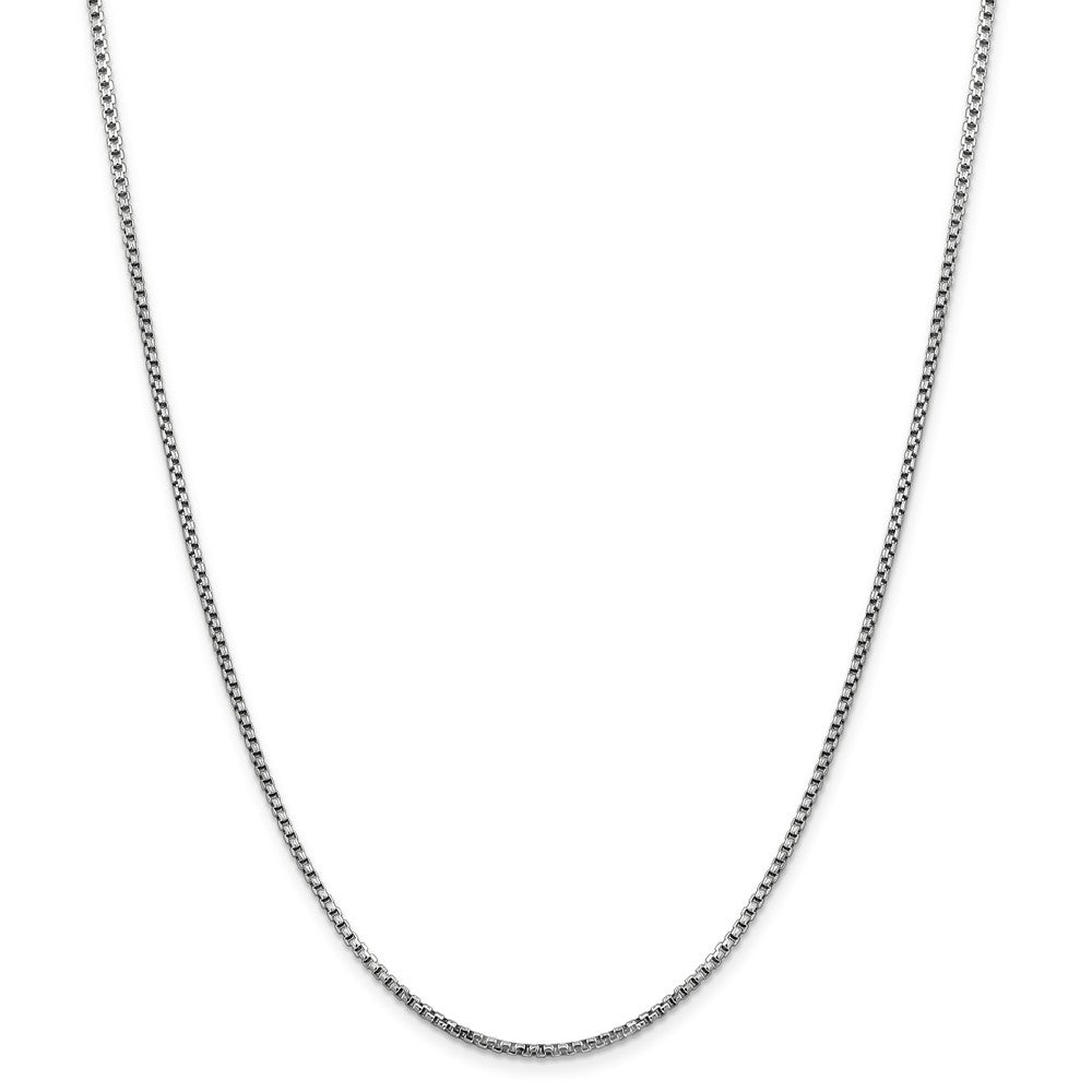 Alternate view of the 1.75mm 14k White Gold Hollow Round Box Chain Necklace by The Black Bow Jewelry Co.