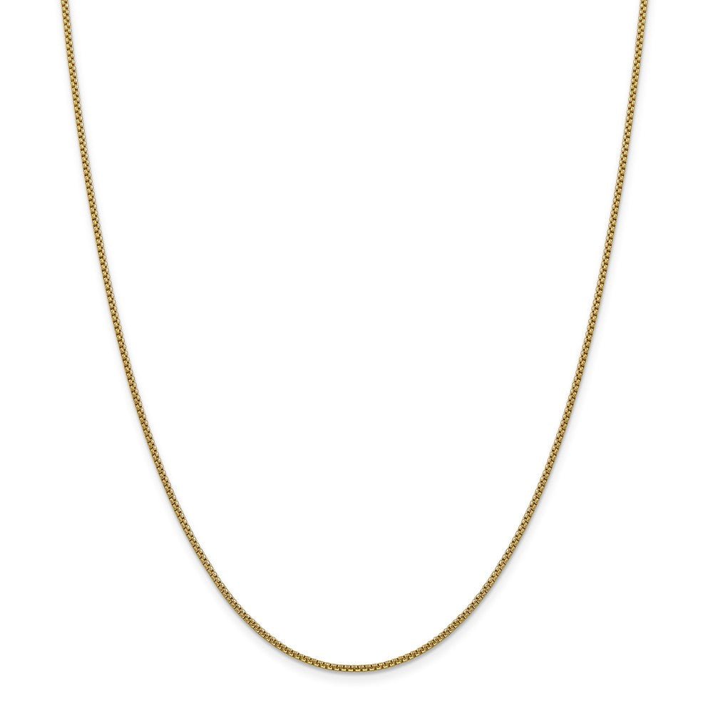 Alternate view of the 1.5mm 14k Yellow Gold Hollow Round Box Chain Necklace by The Black Bow Jewelry Co.