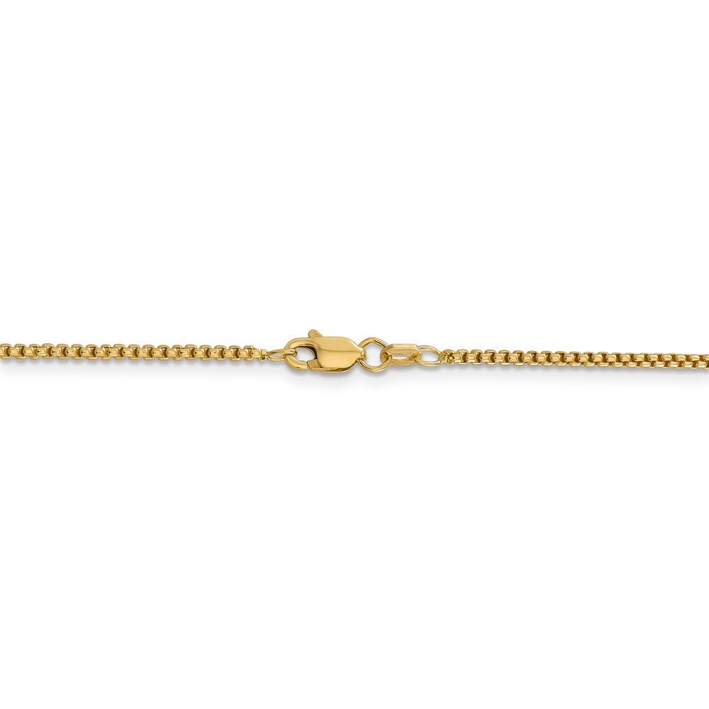 Alternate view of the 1.5mm 14k Yellow Gold Hollow Round Box Chain Necklace by The Black Bow Jewelry Co.