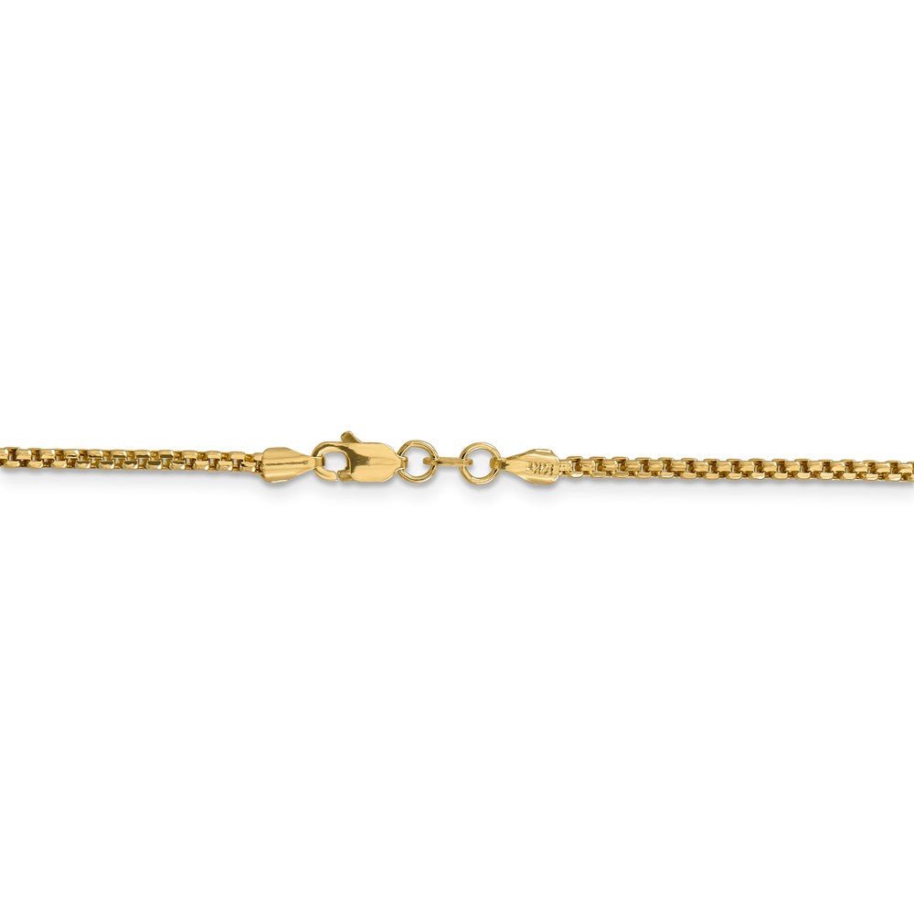 Alternate view of the 1.75mm 14k Yellow Gold Hollow Round Box Chain Necklace by The Black Bow Jewelry Co.