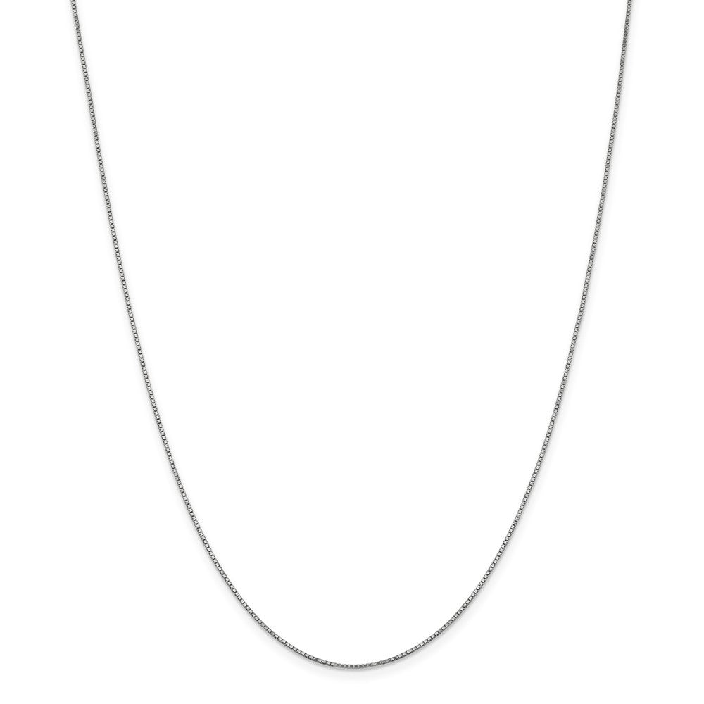 Alternate view of the 0.9mm 14k White Gold Box Chain Necklace by The Black Bow Jewelry Co.
