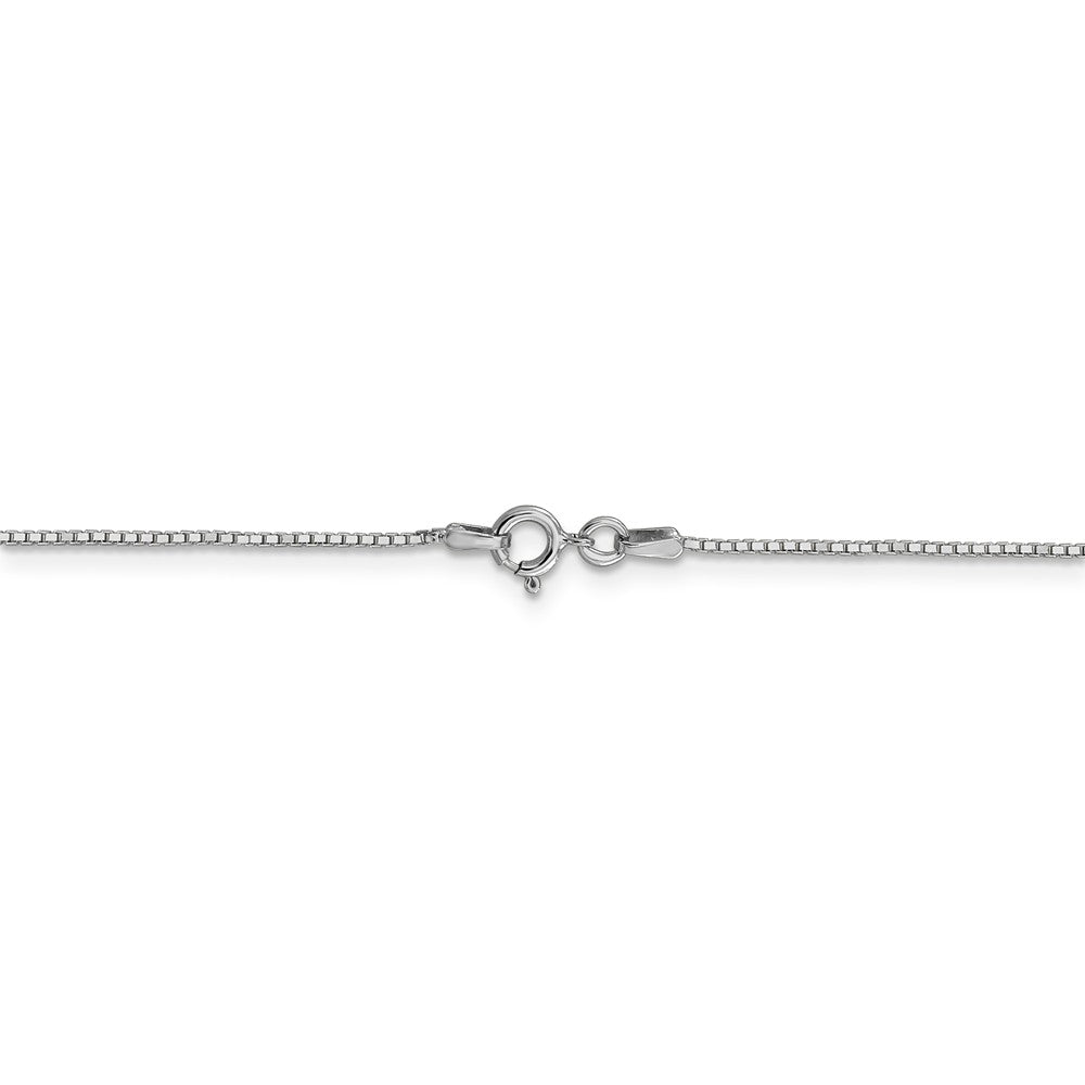 Alternate view of the 0.9mm 14k White Gold Box Chain Necklace by The Black Bow Jewelry Co.