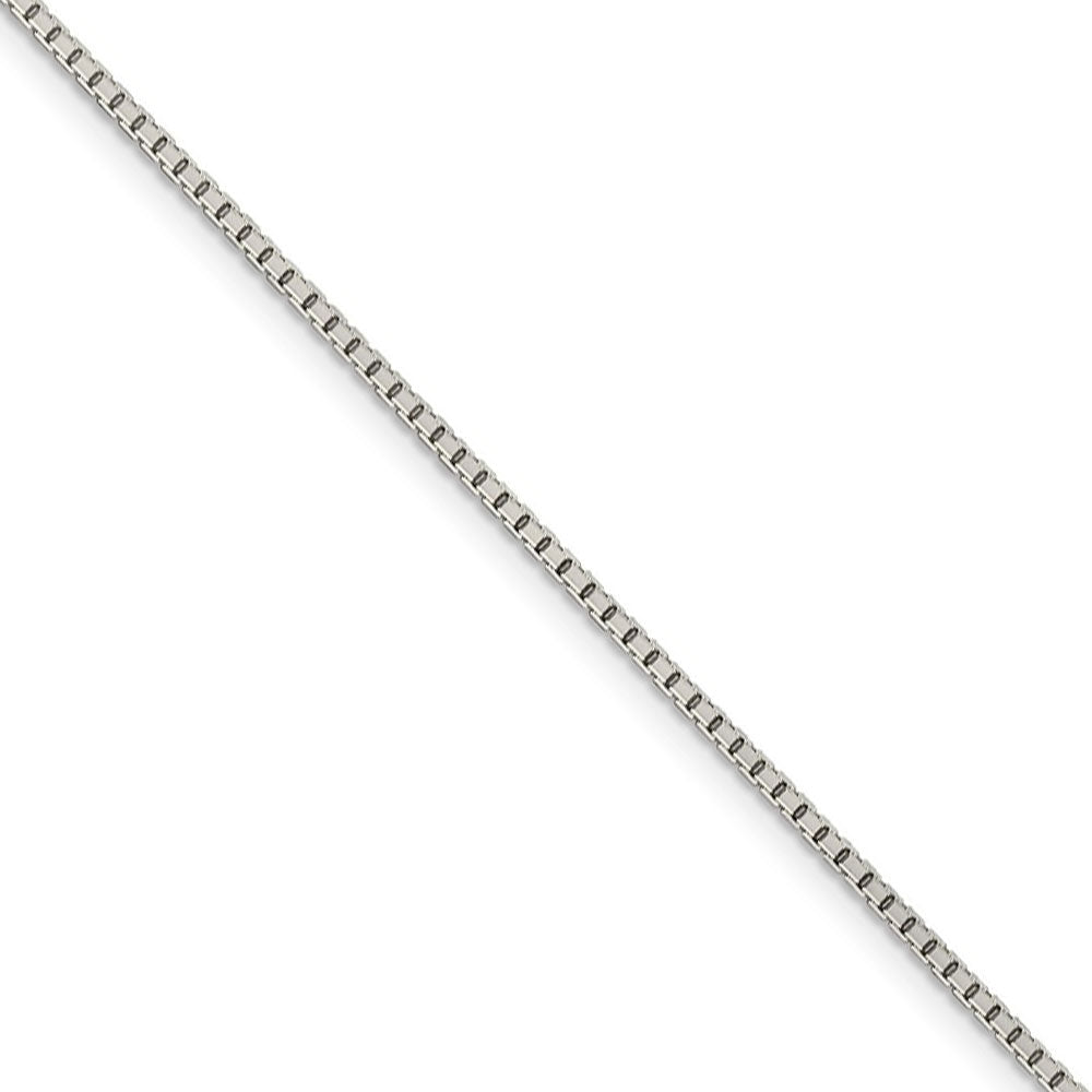 1.5mm Sterling Silver Diamond Cut Solid Octagonal Box Chain Necklace, Item C9558 by The Black Bow Jewelry Co.