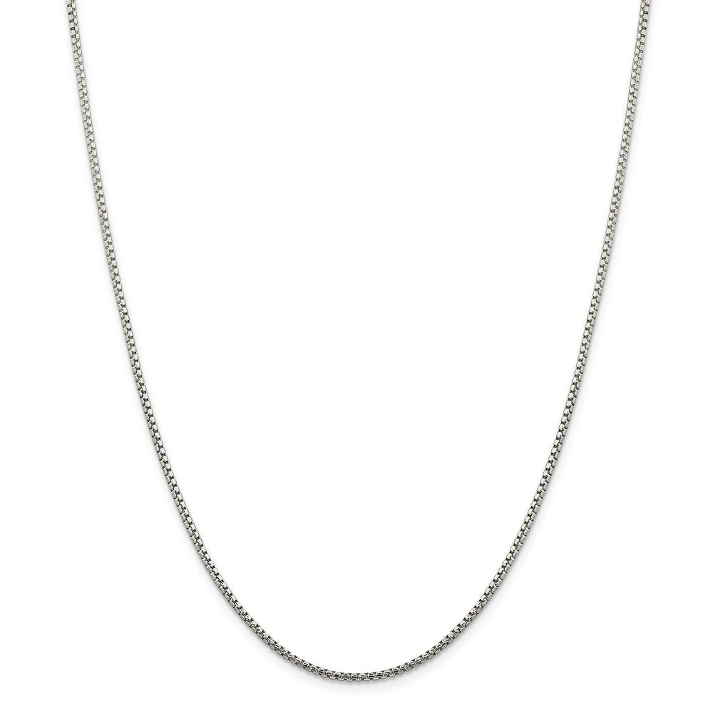 Alternate view of the 1.75mm Sterling Silver Diamond Cut Solid Round Box Chain Necklace by The Black Bow Jewelry Co.