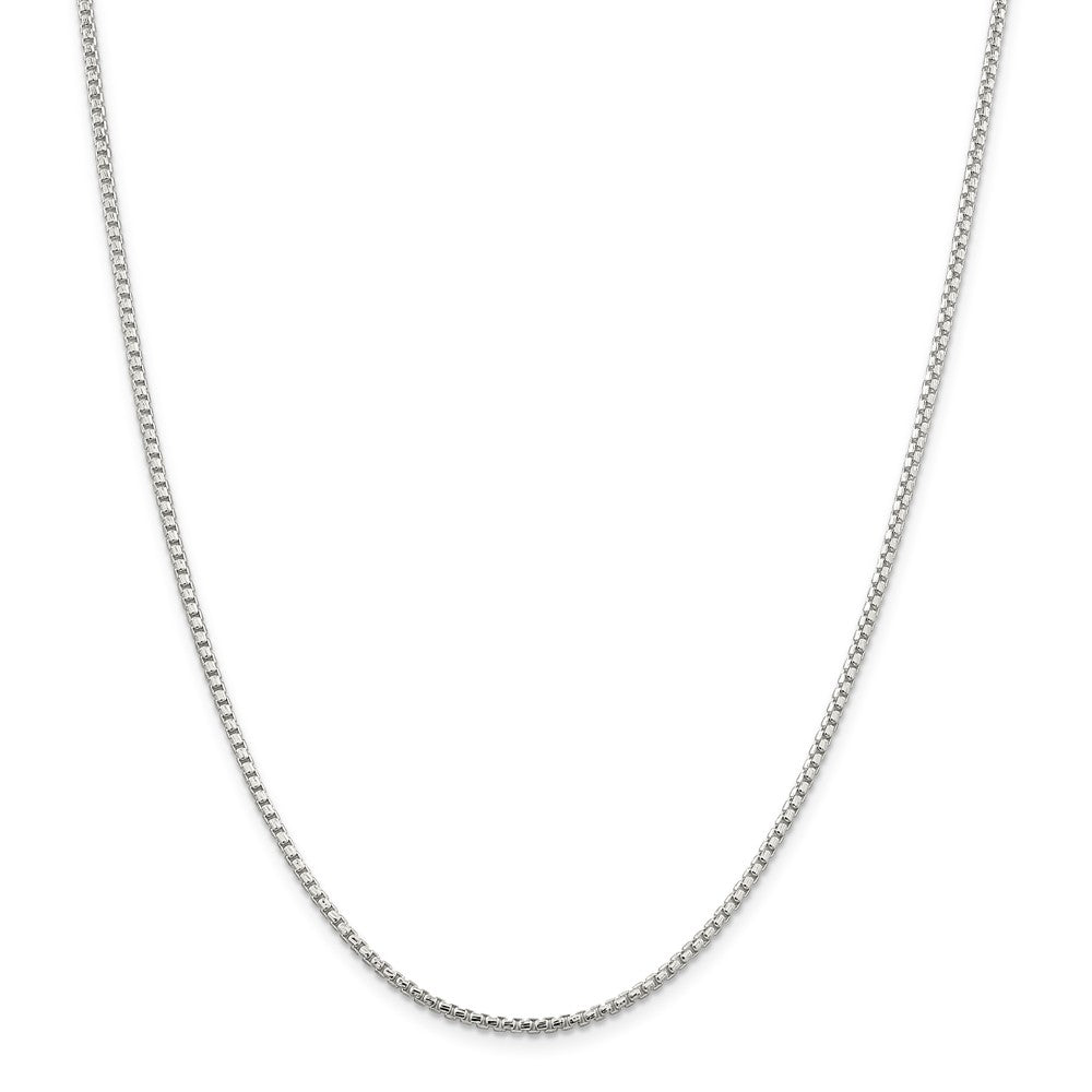 Alternate view of the 2mm Sterling Silver Diamond Cut Solid Round Box Chain Necklace by The Black Bow Jewelry Co.