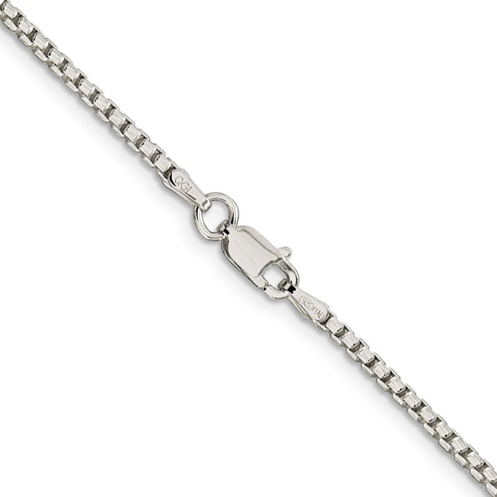 Alternate view of the 2mm Sterling Silver Diamond Cut Solid Round Box Chain Necklace by The Black Bow Jewelry Co.