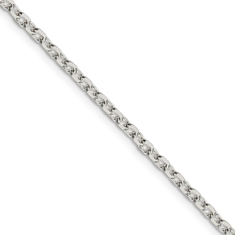 2.75mm Sterling Silver Solid Diamond Cut Cable Chain Necklace