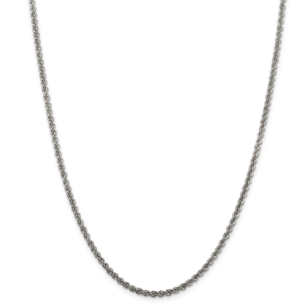 Alternate view of the 2.5mm Sterling Silver Solid Rope Chain Necklace by The Black Bow Jewelry Co.