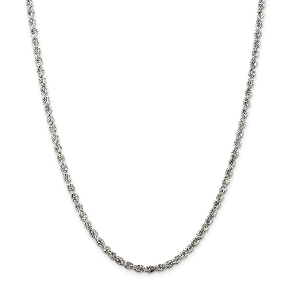 Alternate view of the 3mm Sterling Silver Solid Rope Chain Necklace by The Black Bow Jewelry Co.