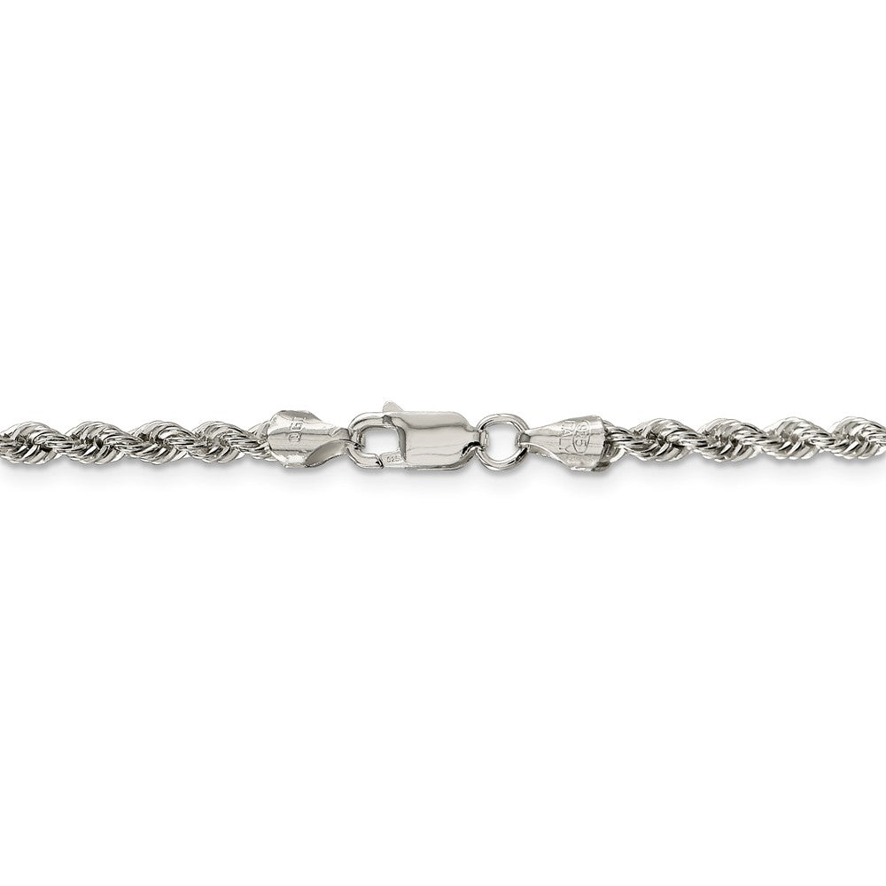 Alternate view of the 3mm Sterling Silver Solid Rope Chain Necklace by The Black Bow Jewelry Co.