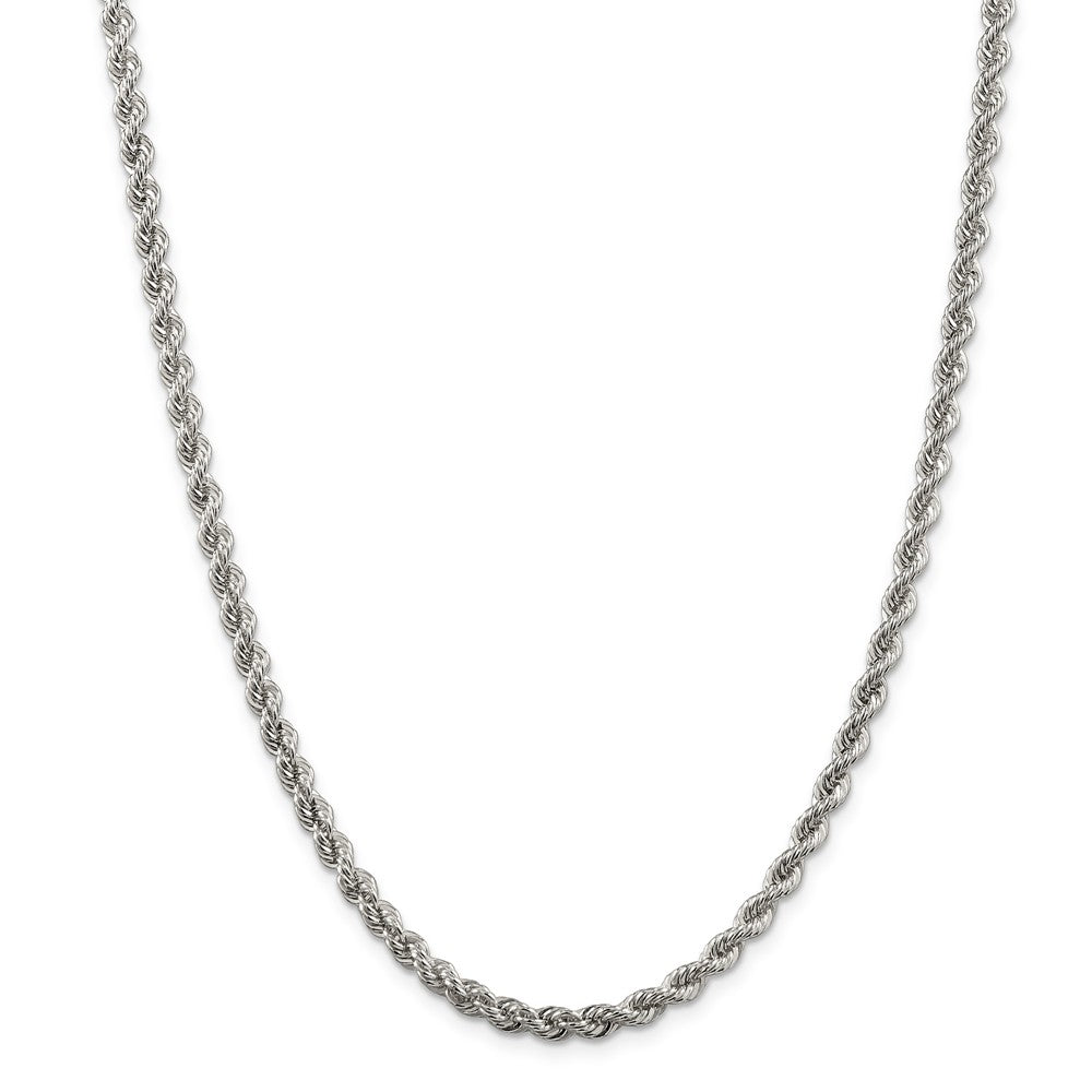 Alternate view of the 4.25mm Sterling Silver Solid Rope Chain Necklace by The Black Bow Jewelry Co.