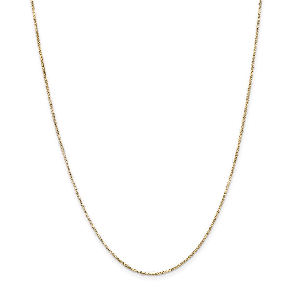 Alternate view of the 1.15mm 14k Yellow Gold Solid Rolo Pendant Chain by The Black Bow Jewelry Co.