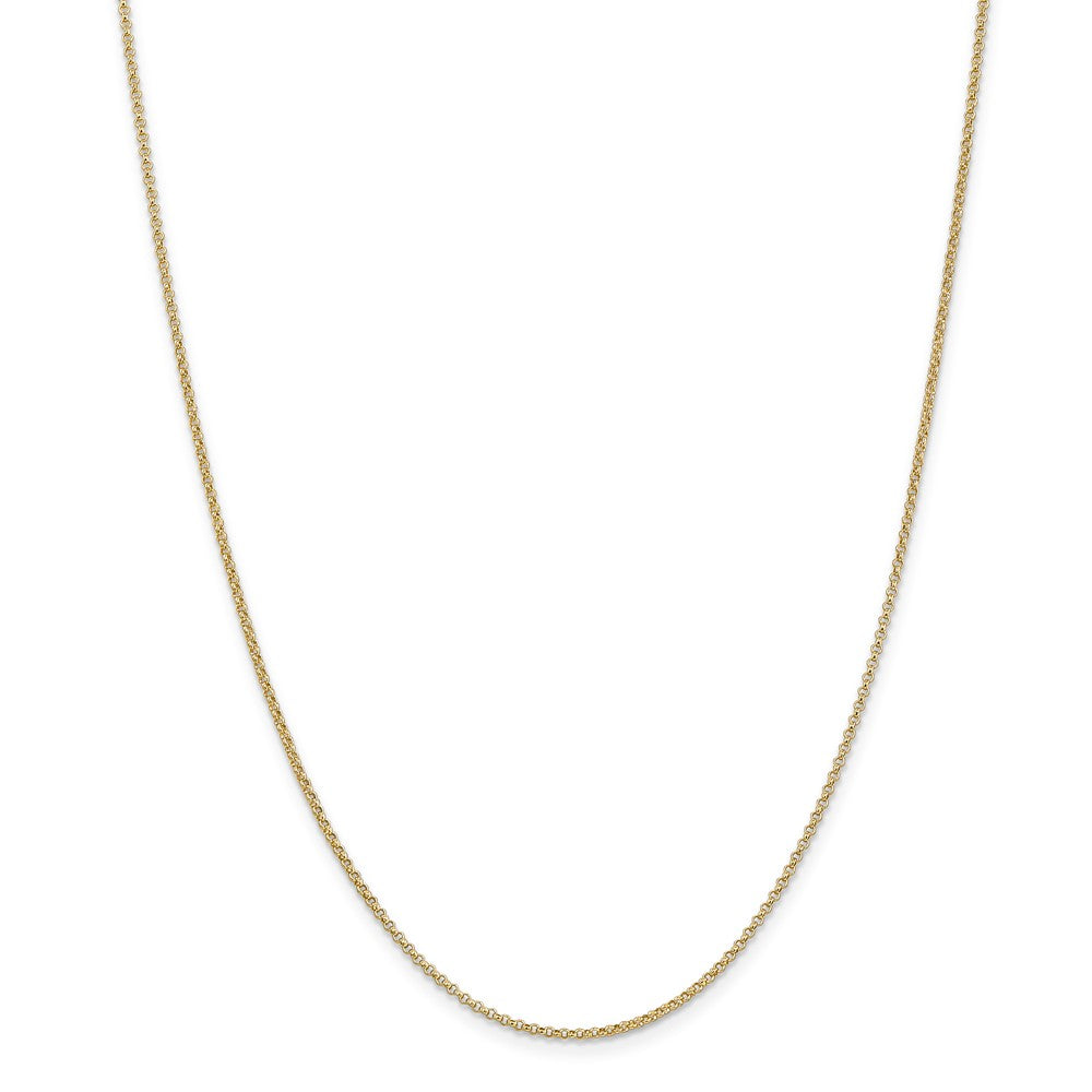 Alternate view of the 1.55mm 14k Yellow Gold Solid Rolo Pendant Chain by The Black Bow Jewelry Co.