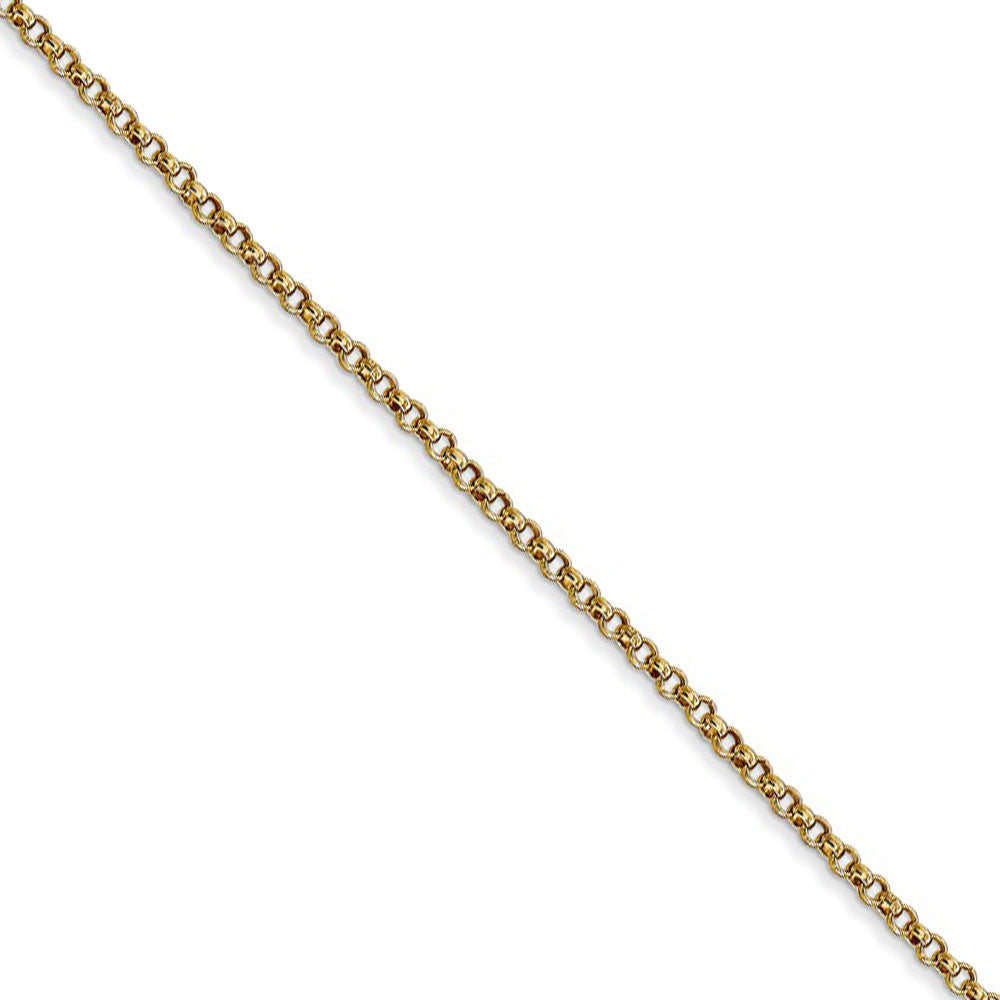 1.55mm 14k Yellow Gold Solid Rolo Pendant Chain