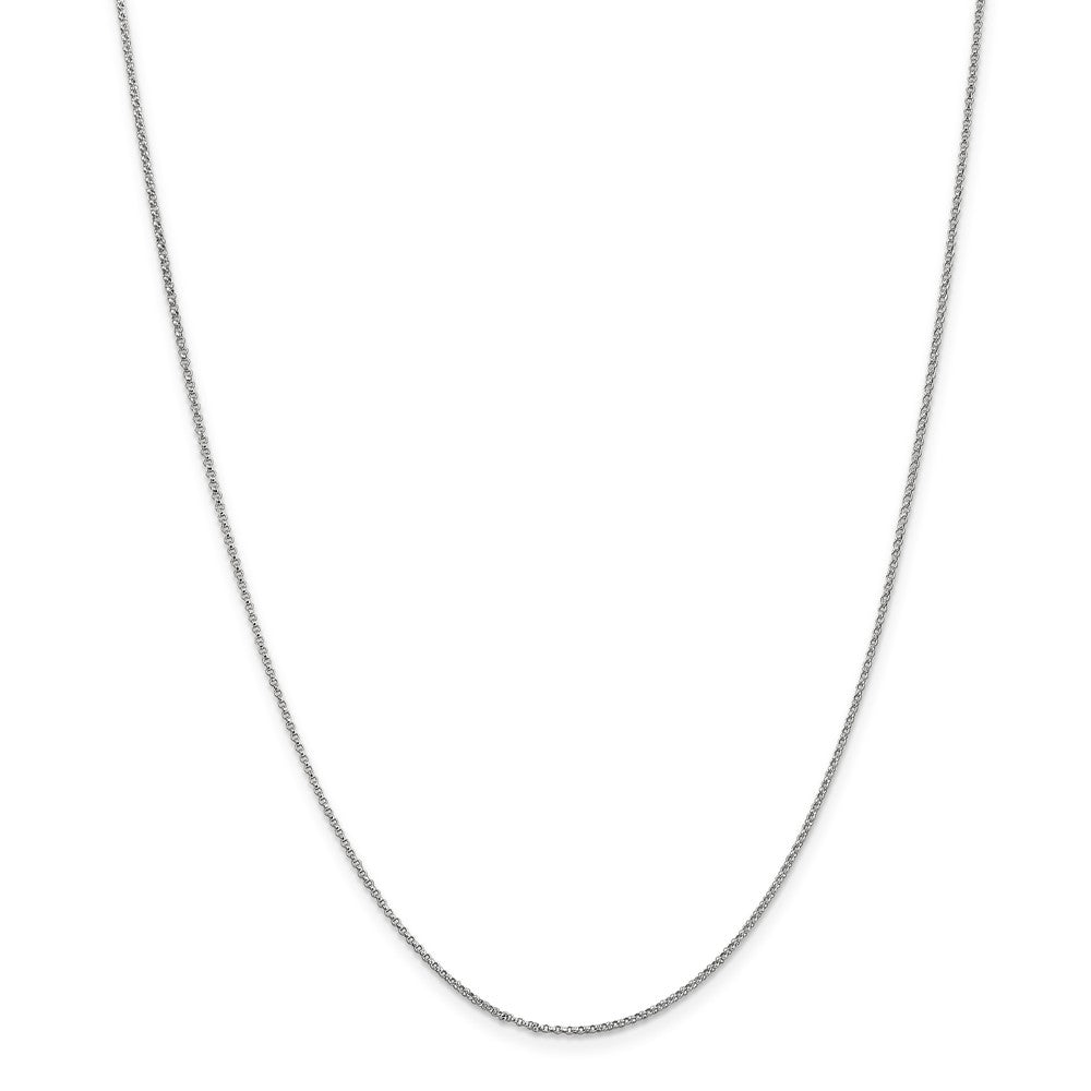 Alternate view of the 1.15mm 14k White Gold Solid Rolo Pendant Chain by The Black Bow Jewelry Co.