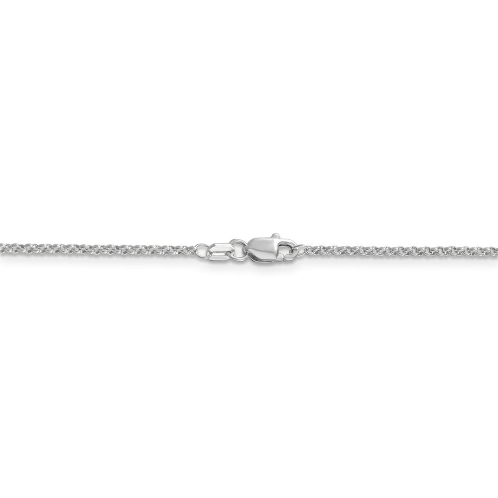 Alternate view of the 1.55mm 14k White Gold Solid Rolo Pendant Chain by The Black Bow Jewelry Co.