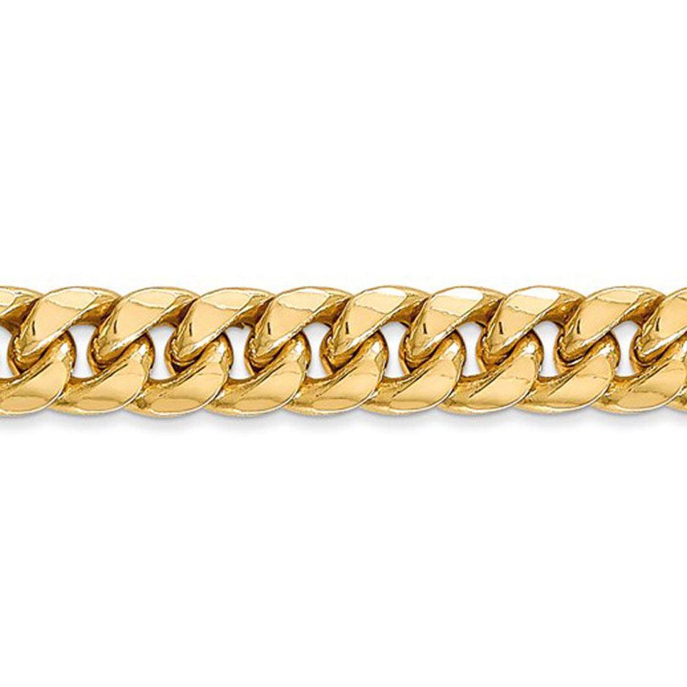 Alternate view of the Men&#39;s 6.75mm 14K Yellow Gold Hollow Cuban Curb Chain Necklace by The Black Bow Jewelry Co.