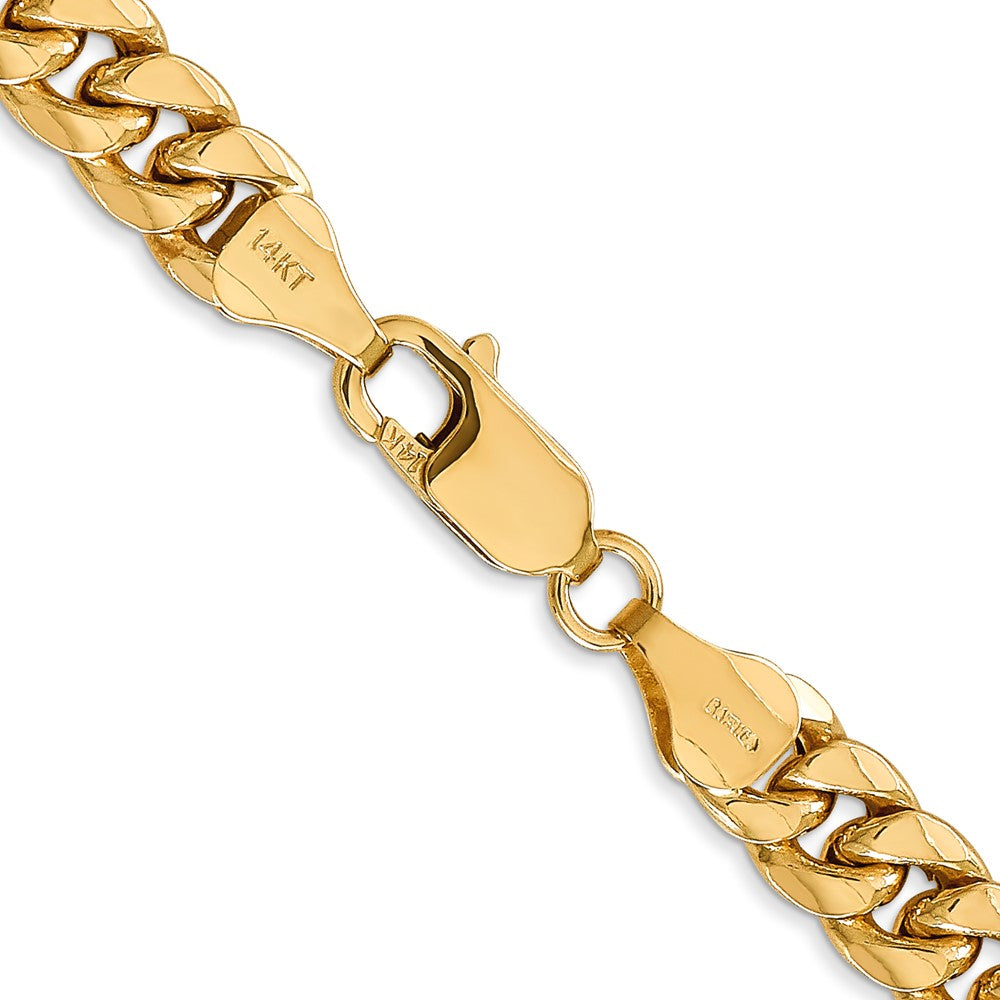 Alternate view of the Men&#39;s 6.75mm 14K Yellow Gold Hollow Cuban Curb Chain Necklace by The Black Bow Jewelry Co.