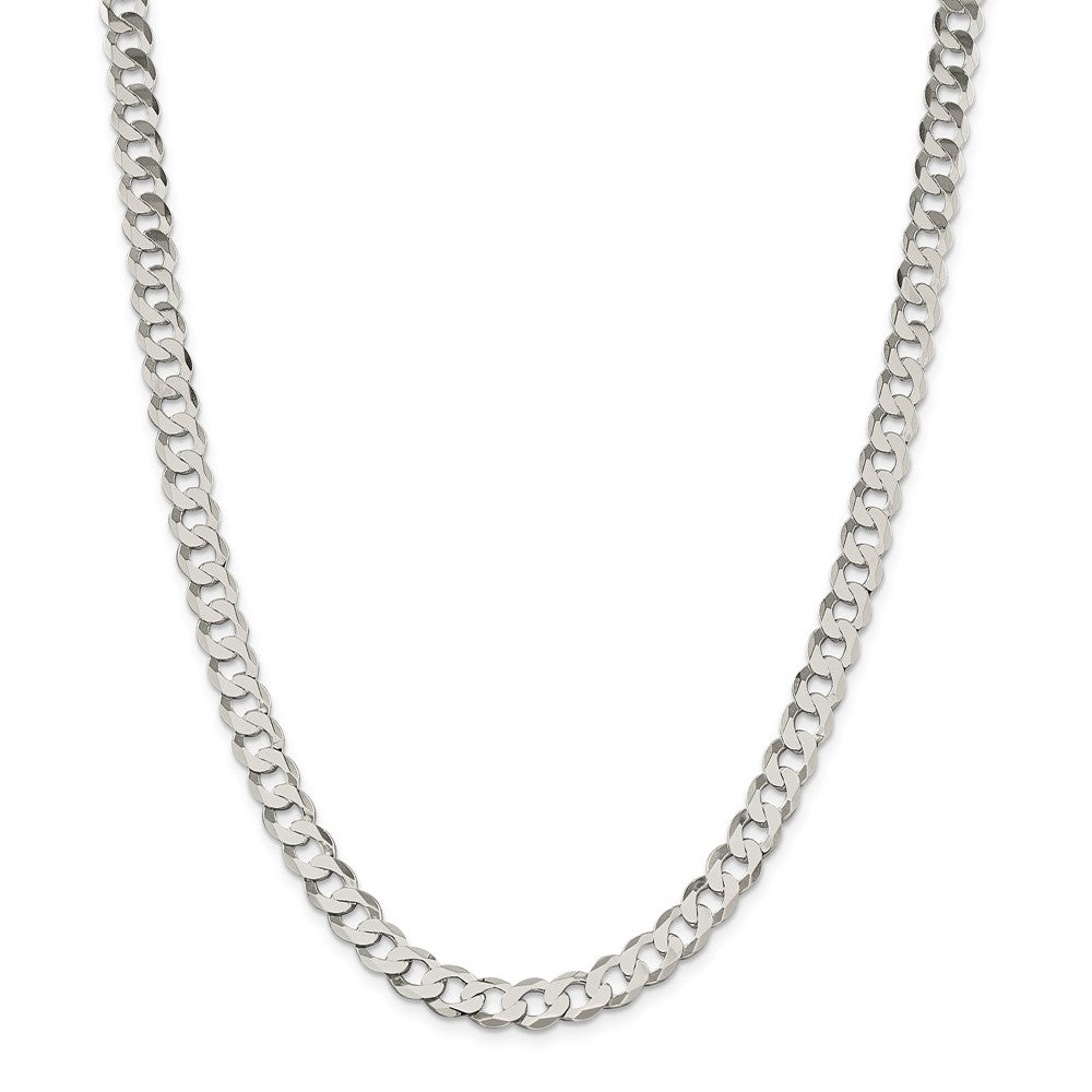 Alternate view of the Men&#39;s 8mm Sterling Silver Solid Flat Curb Chain Necklace by The Black Bow Jewelry Co.
