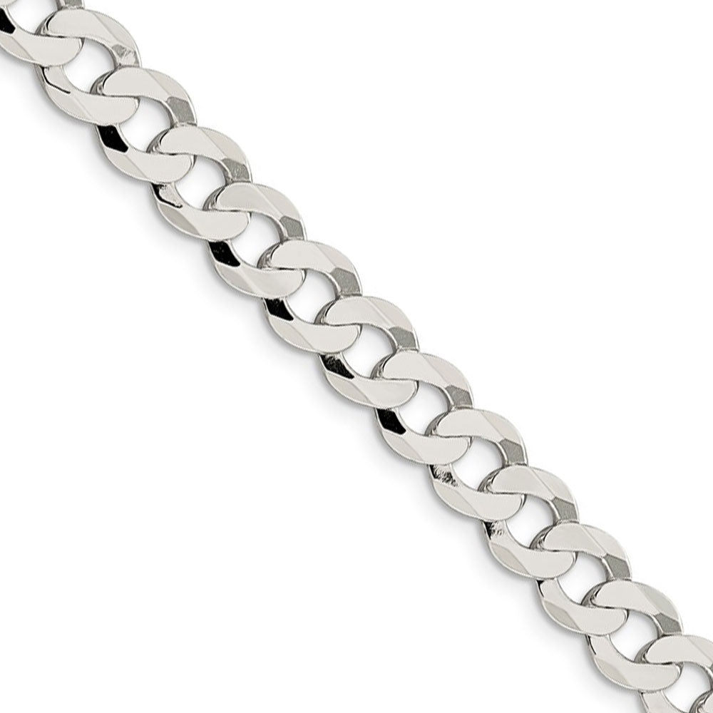 Men&#39;s 8mm Sterling Silver Solid Flat Curb Chain Necklace