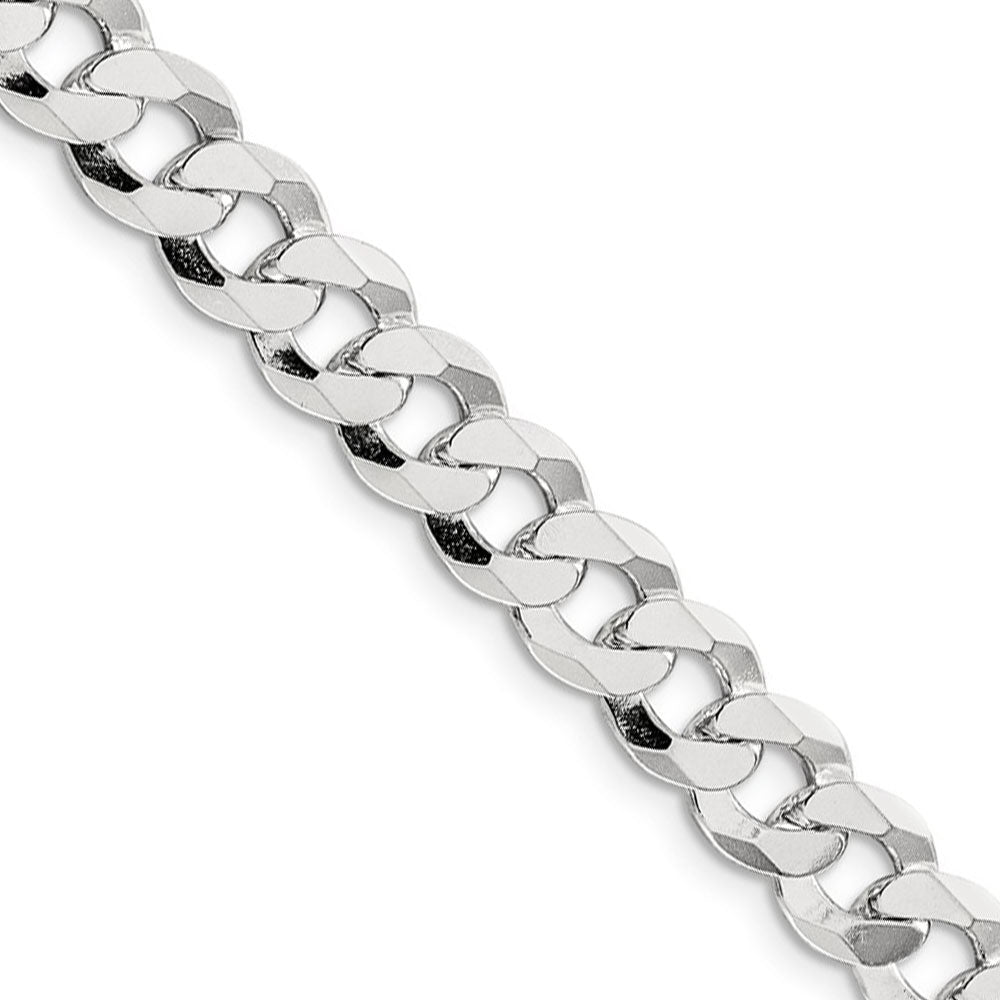 Men&#39;s 8.5mm Sterling Silver Solid Flat Curb Chain Necklace