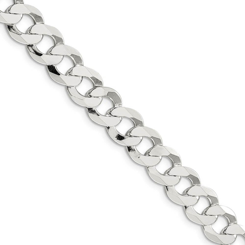 Men&#39;s 9.75mm Sterling Silver Solid Flat Curb Chain Necklace