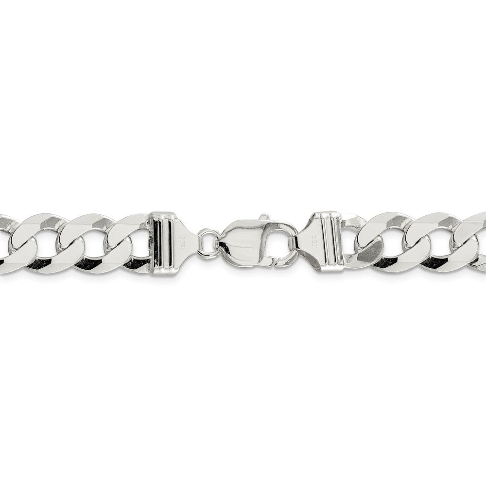 Alternate view of the Men&#39;s 11.75mm Sterling Silver Solid Flat Curb Chain Necklace by The Black Bow Jewelry Co.