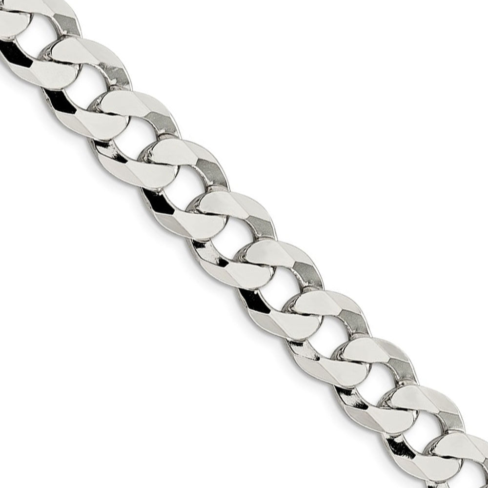 Men&#39;s 11.75mm Sterling Silver Solid Flat Curb Chain Necklace