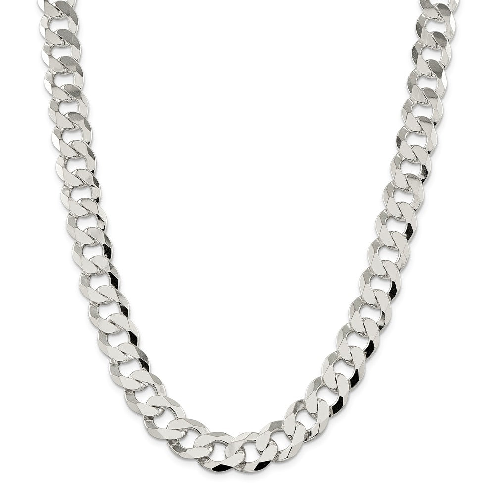 Alternate view of the Men&#39;s 13.5mm Sterling Silver Solid Flat Curb Chain Necklace by The Black Bow Jewelry Co.