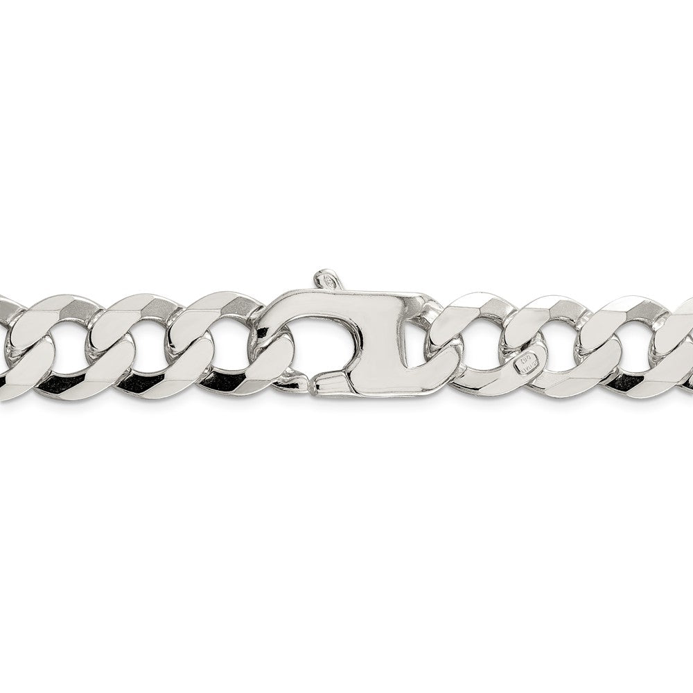 Men's 13.5mm Sterling Silver Solid Flat Curb Chain Necklace, 20 inch by The Black Bow Jewelry Co.
